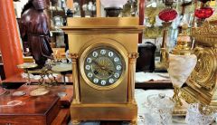 19th century brass clock Thumbnail 6