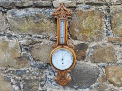 Edwardian carved oak barometer  Thumbnail 1
