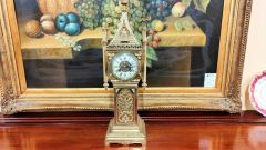 Victorian gothic style brass clock Thumbnail 1