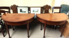 Pair of georgian mahogany half moon tables Thumbnail 4
