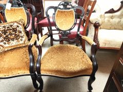 Pair late victorian armchairs Thumbnail 2