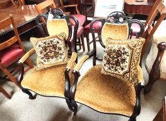 Pair late victorian armchairs Thumbnail 3