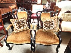 Pair late victorian armchairs Thumbnail 4