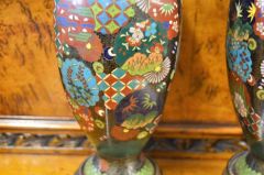 Pair of cloisonne vases on stands Thumbnail 2