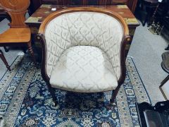 Edwardian mahogany covered armchair Thumbnail 2