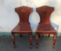 Pair of victorian mahogany hall chairs Thumbnail 1