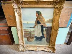 19th century oil painting, oil on board, signed Thumbnail 2