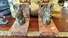 Pair of french marble & spelter bookends Thumbnail 1