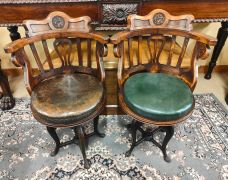 Pair of oak ships revolving chairs Thumbnail 2