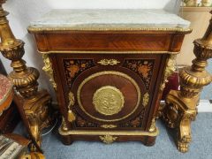 Marble top walnut cabinet with inlay & ormolu mounts Thumbnail 6