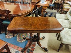 Victorian burr walnut card table  Thumbnail 3