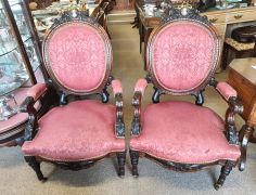 Pair of victorian rosewood armchairs Thumbnail 6