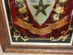 Oak framed mirrored glass coat of arms Thumbnail 3