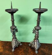 Pair of french brass candlesticks Thumbnail 4