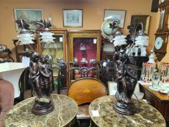 Pair of lamps with glass shades Thumbnail 4