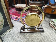 Oak & brass gong Thumbnail 1