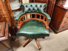 Mahohgany & leather swivel desk chair Thumbnail 4