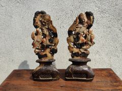 Pair of antique chinese soapstone figures Thumbnail 4