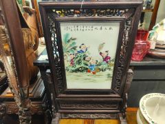 Old chinese framed porcelain plaque Thumbnail 4