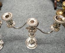 Pair of silver plated candelabra Thumbnail 4