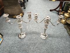 Pair of silver plated candelabra Thumbnail 3