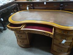 Walnut leather top desk Thumbnail 3