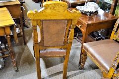 Set of six victorian carved oak dining room chairs Thumbnail 6