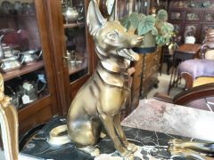 Art deco spelter dogs on marble plinth Thumbnail 6