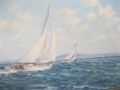 Oil painting on canvas Yachting, signed Thumbnail 4